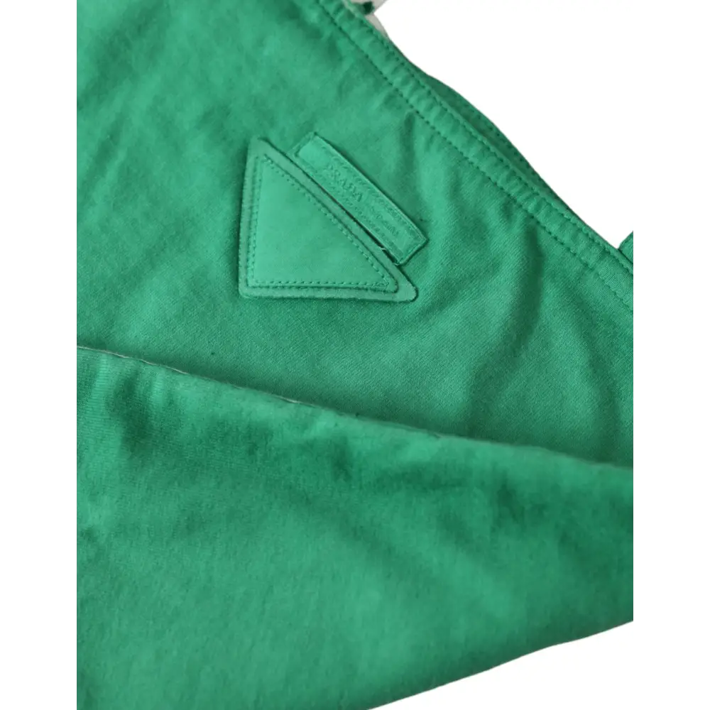 Prada Grüner Jersey Stoff Logo Umhängetasche Einkaufstasche