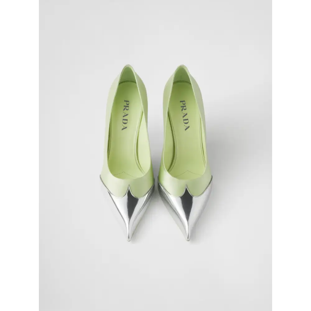 Prada Pumps aus Satin und Metallic-Leder - EU35.5/US5.5