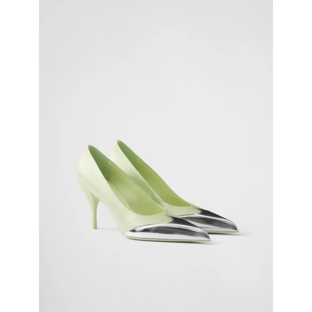 Prada Pumps aus Satin und Metallic-Leder - EU35.5/US5.5