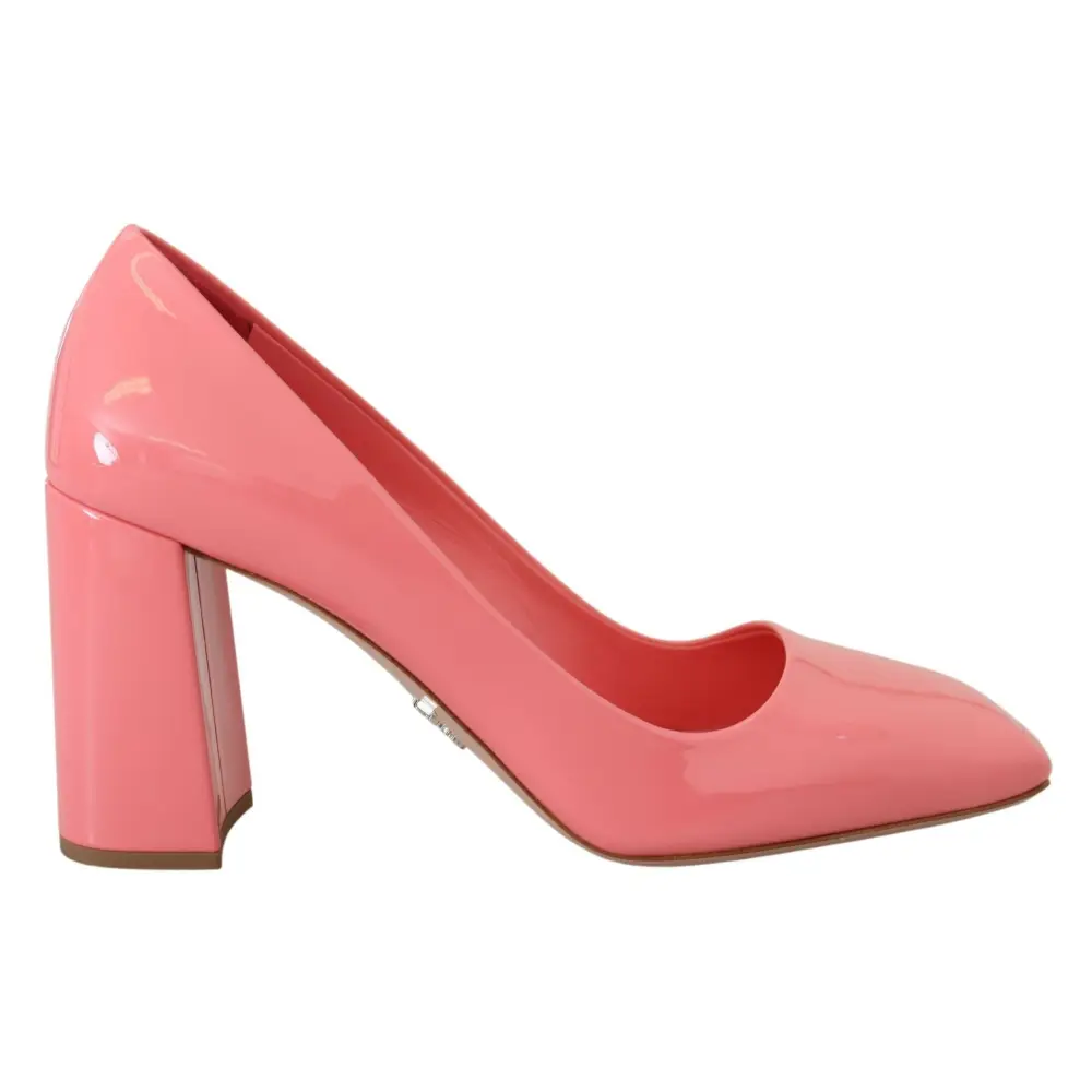 Prada Rosa Lackleder Blockabsatz Pumps Klassisch