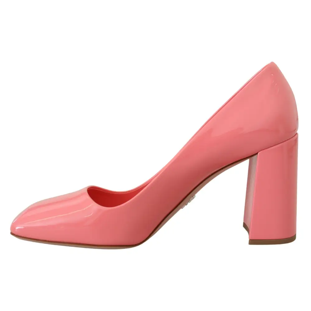 Prada Rosa Lackleder Blockabsatz Pumps Klassisch