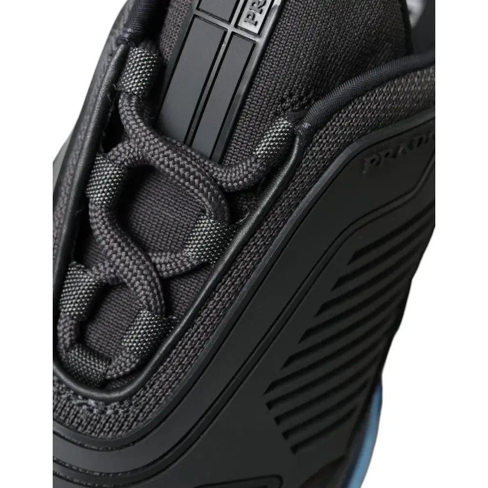 Prada Schwarz Blau Rubber Knit Slip On Low Top Sneakers Schuhe - EU40/US7
