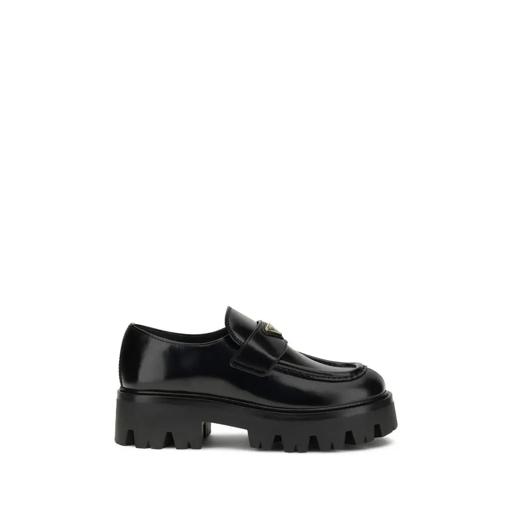Prada Schwarze Kalbsleder Bos Taurus Plateau-Loafer