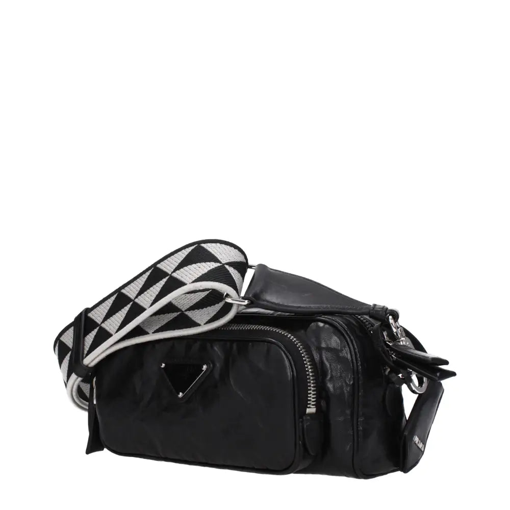 Prada Schwarze Leder-Umhängetasche