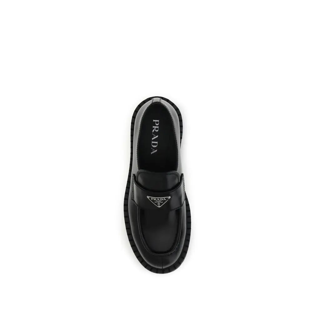 Prada Schwarze Loafer aus Kalbsleder Bos Taurus zum Hineinschlüpfen - EU 38.5 | US 5.5