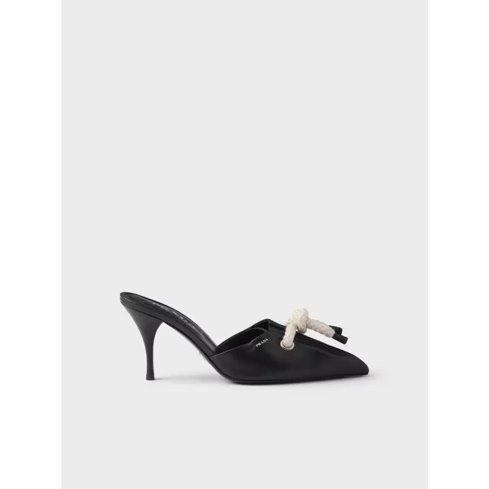 Prada Schwarze Nappaleder-Sandalen mit Seilzug