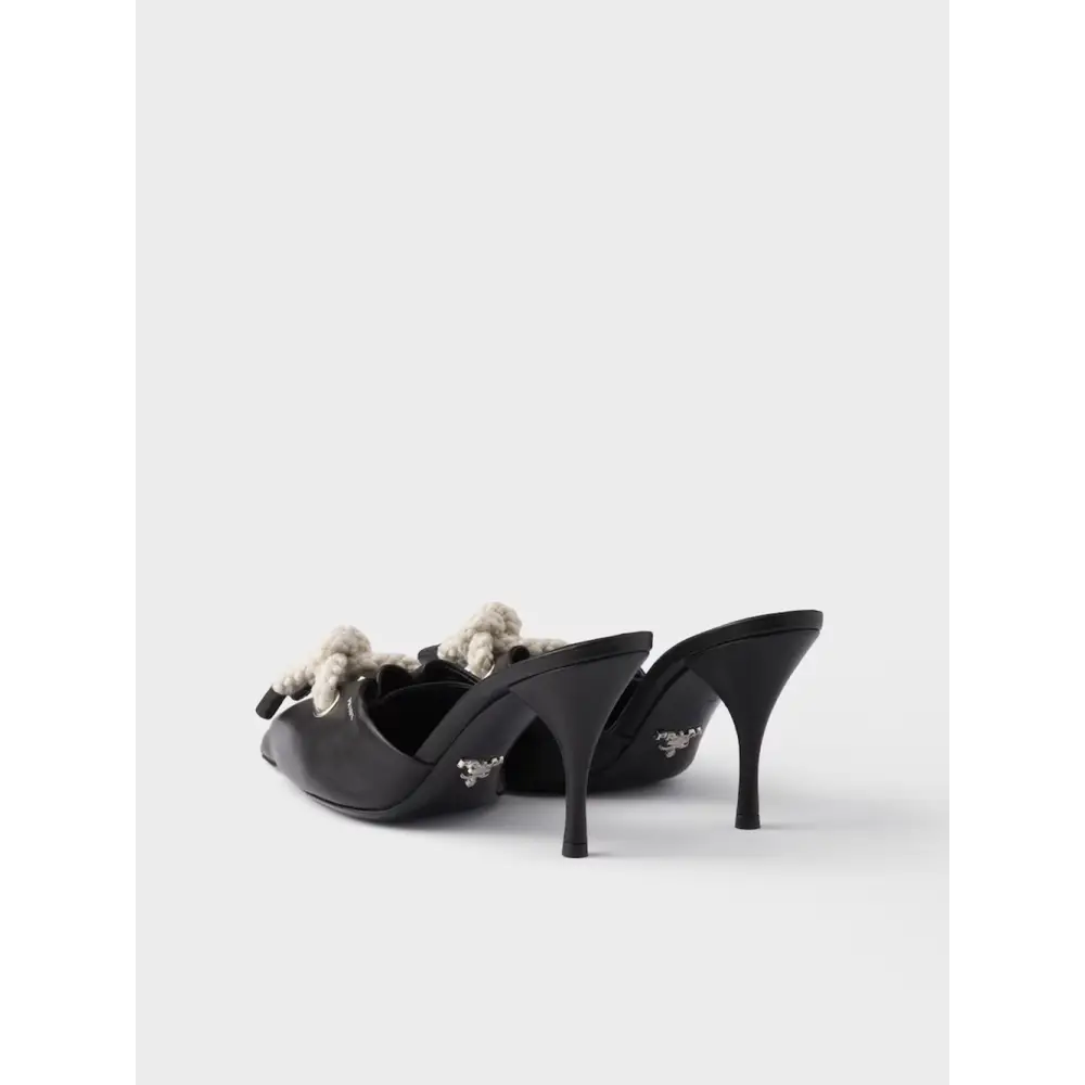 Prada Schwarze Nappaleder-Sandalen mit Seilzug