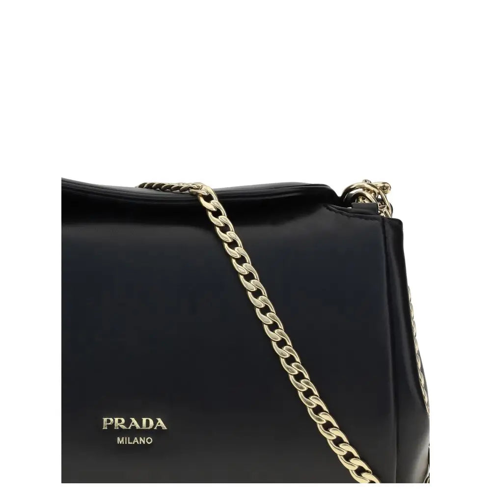 Prada Schwarze Schultertasche aus Lammleder Ovis Aries Aries