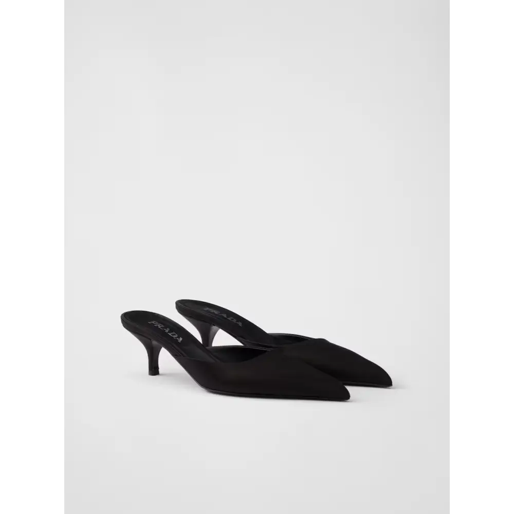 Prada Schwarzer Satin Sabot
