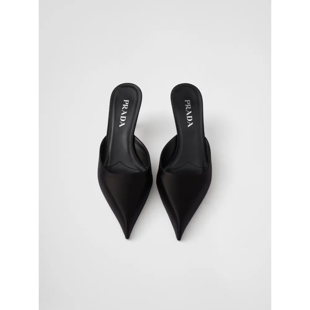 Prada Schwarzer Satin Sabot