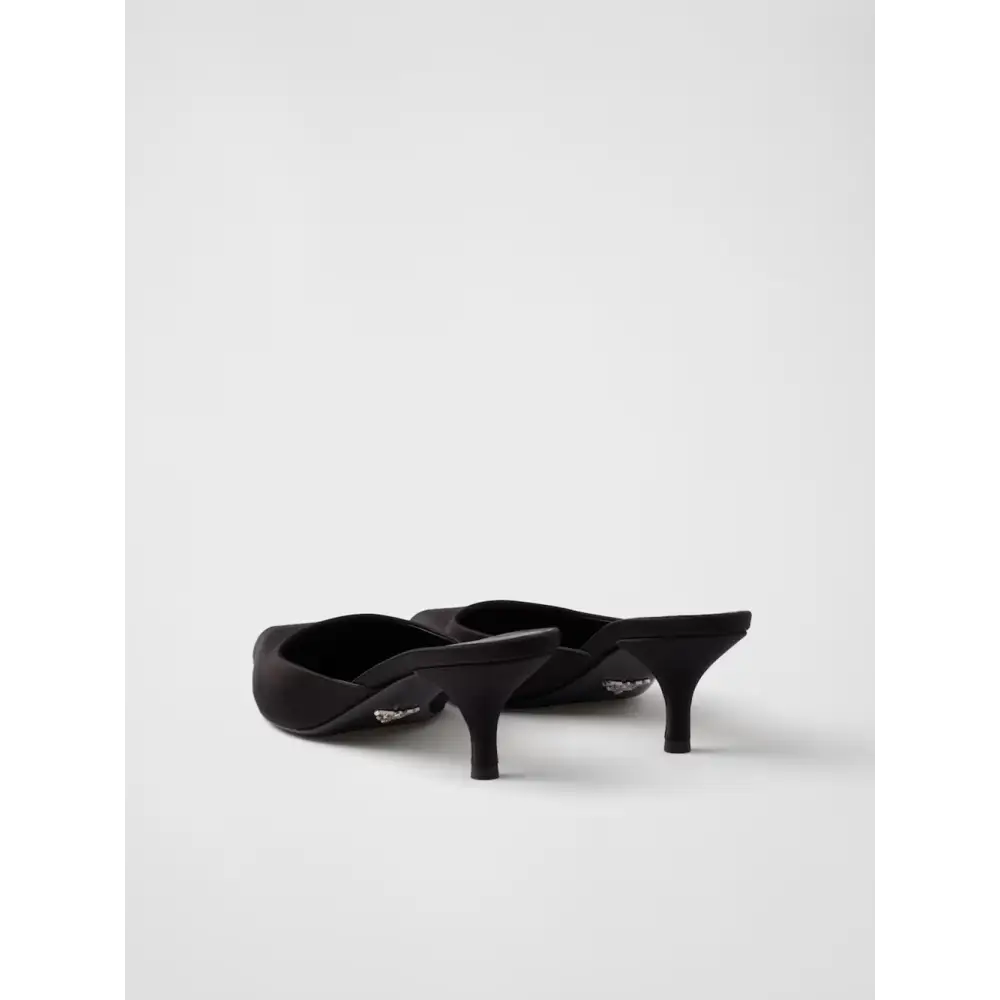 Prada Schwarzer Satin Sabot