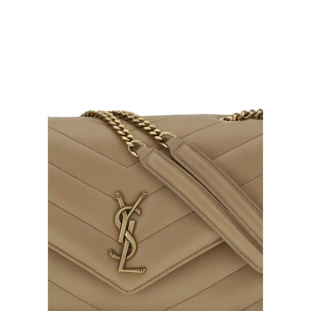Saint Laurent Beige Kalbsleder Bos Taurus Schultertasche