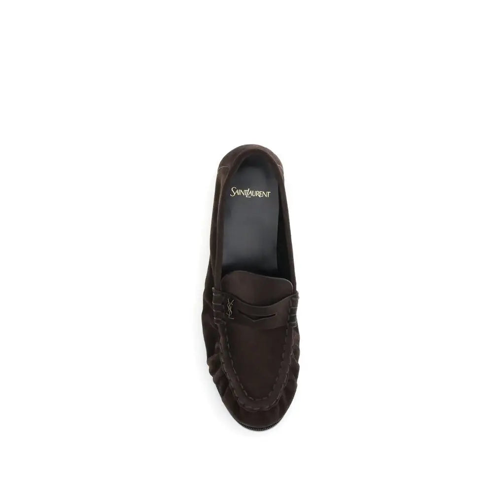 Saint Laurent Braune Kalbsleder Bos Taurus Slip-On Loafer - EU41.5/US8.5