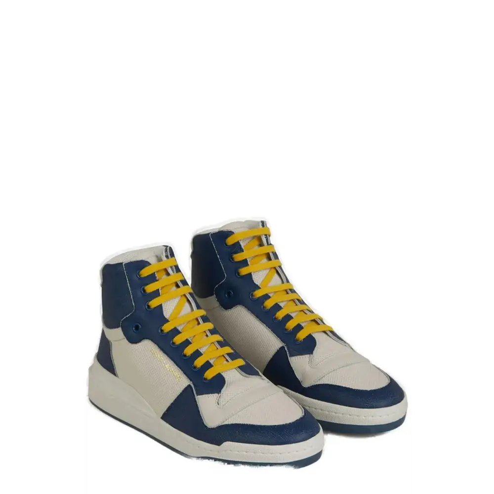 Saint Laurent Erhöhen Sie Ihren Stil mit blauen Luxus-Sneakers in mittlerer Höhe