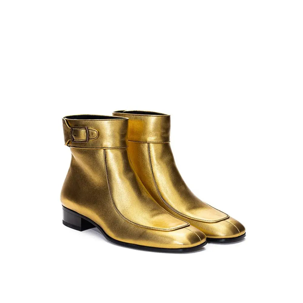Saint Laurent Goldene Leder-Stiefeletten - EU35/US5