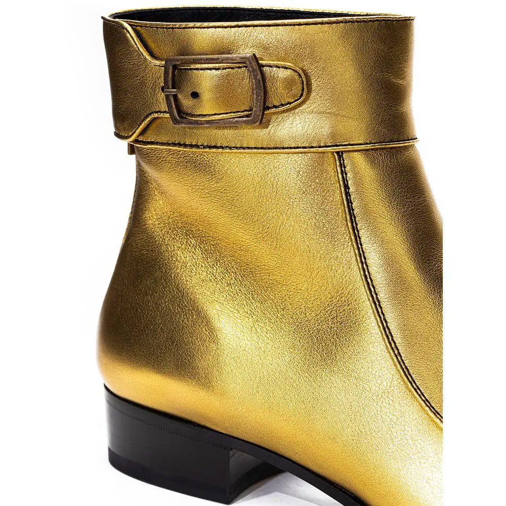 Saint Laurent Goldene Leder-Stiefeletten - EU35/US5
