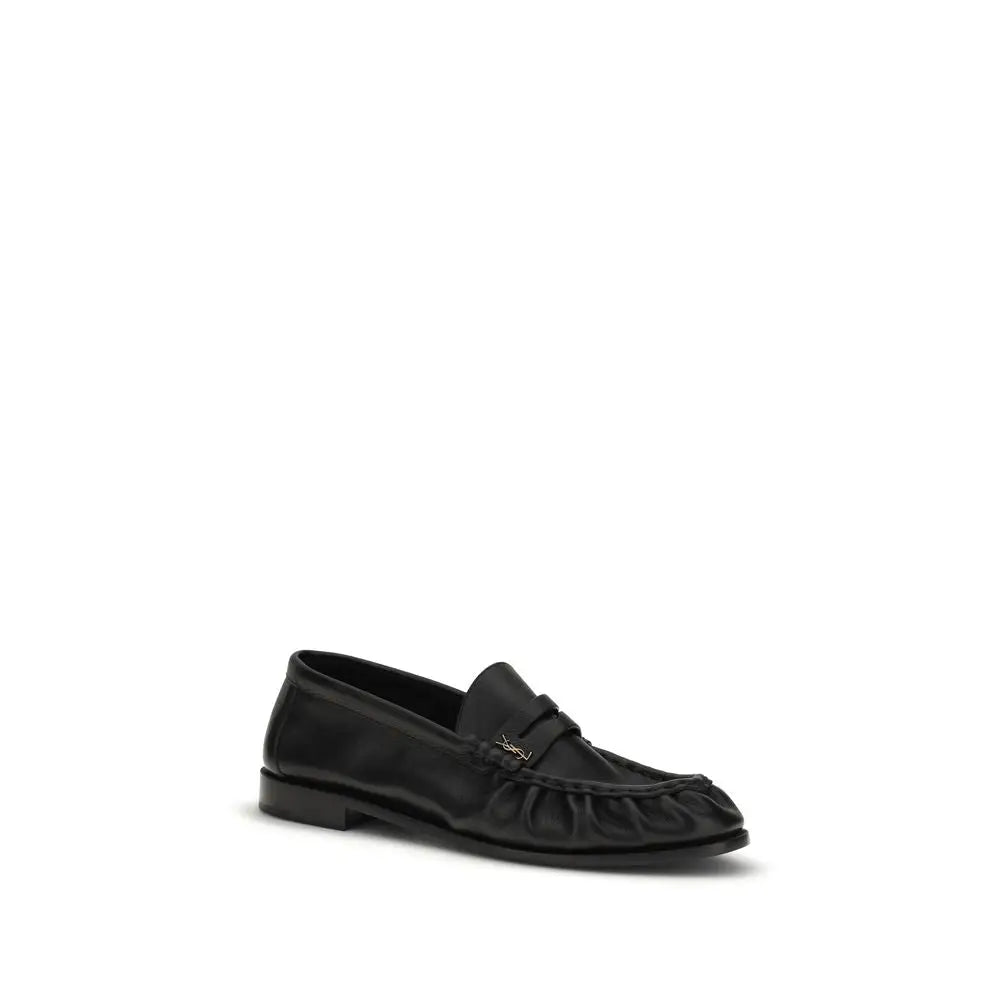 Saint Laurent Schwarze ’Bos Taurus’ Kalbsleder Loafer zum Hineinschlüpfen