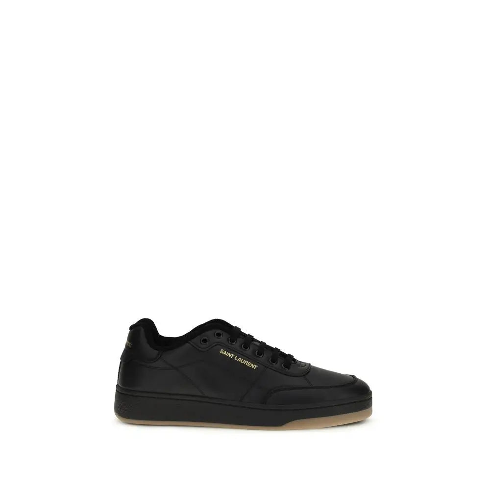 Saint Laurent Schwarze Bos Taurus Kalbsleder Low-Top-Sneaker