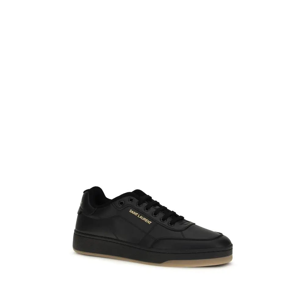 Saint Laurent Schwarze Bos Taurus Kalbsleder Low-Top-Sneaker