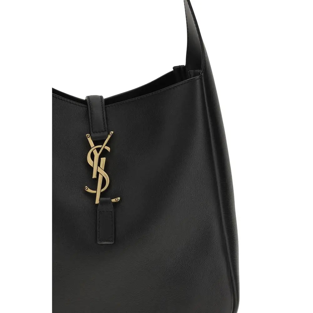 Saint Laurent Schwarze Bos Taurus Kalbsleder Schultertasche