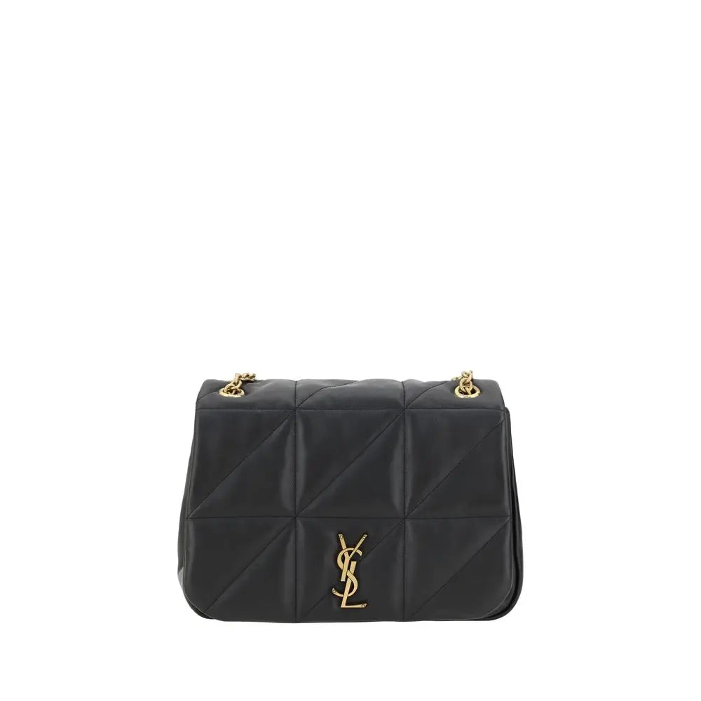 Saint Laurent Schwarze Bos Taurus Kalbsleder Schultertasche