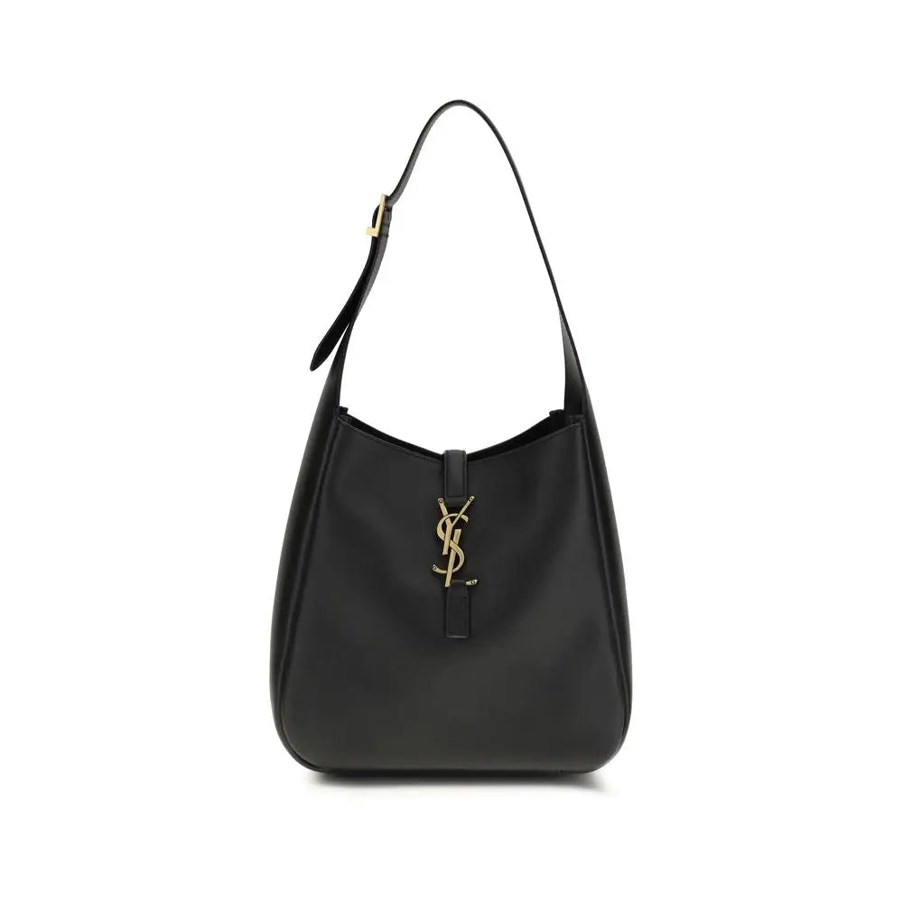 Saint Laurent Schwarze Bos Taurus Kalbsleder Schultertasche