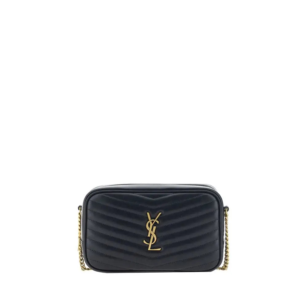 Saint Laurent Schwarze Bos Taurus Kalbsleder Schultertasche