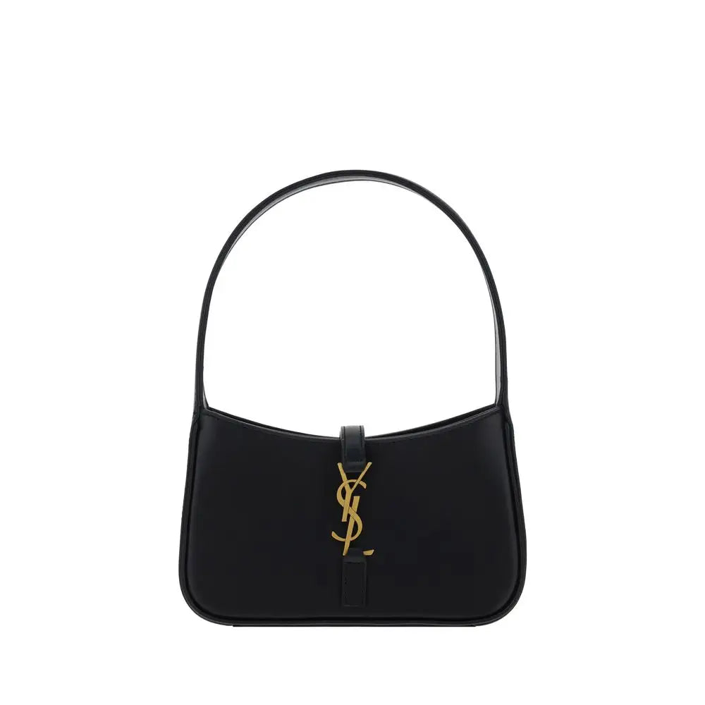 Saint Laurent Schwarze Bos Taurus Kalbsleder Schultertasche