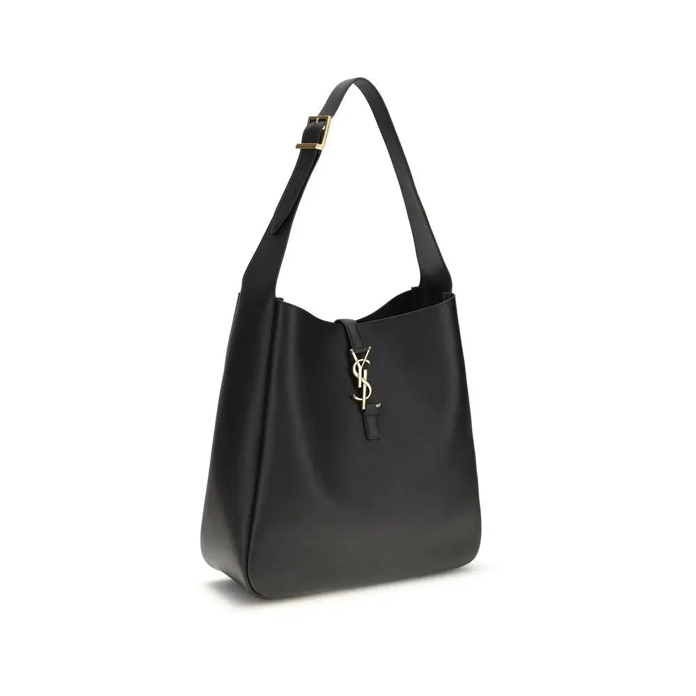 Saint Laurent Schwarze Bos Taurus Kalbsleder Schultertasche