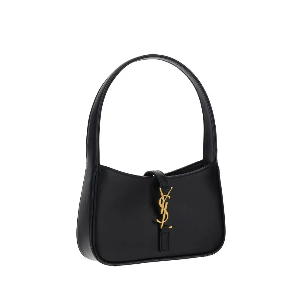 Saint Laurent Schwarze Bos Taurus Kalbsleder Schultertasche