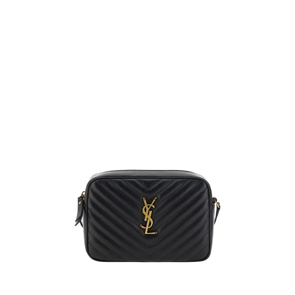 Saint Laurent Schwarze Bos Taurus Kalbsleder Schultertasche