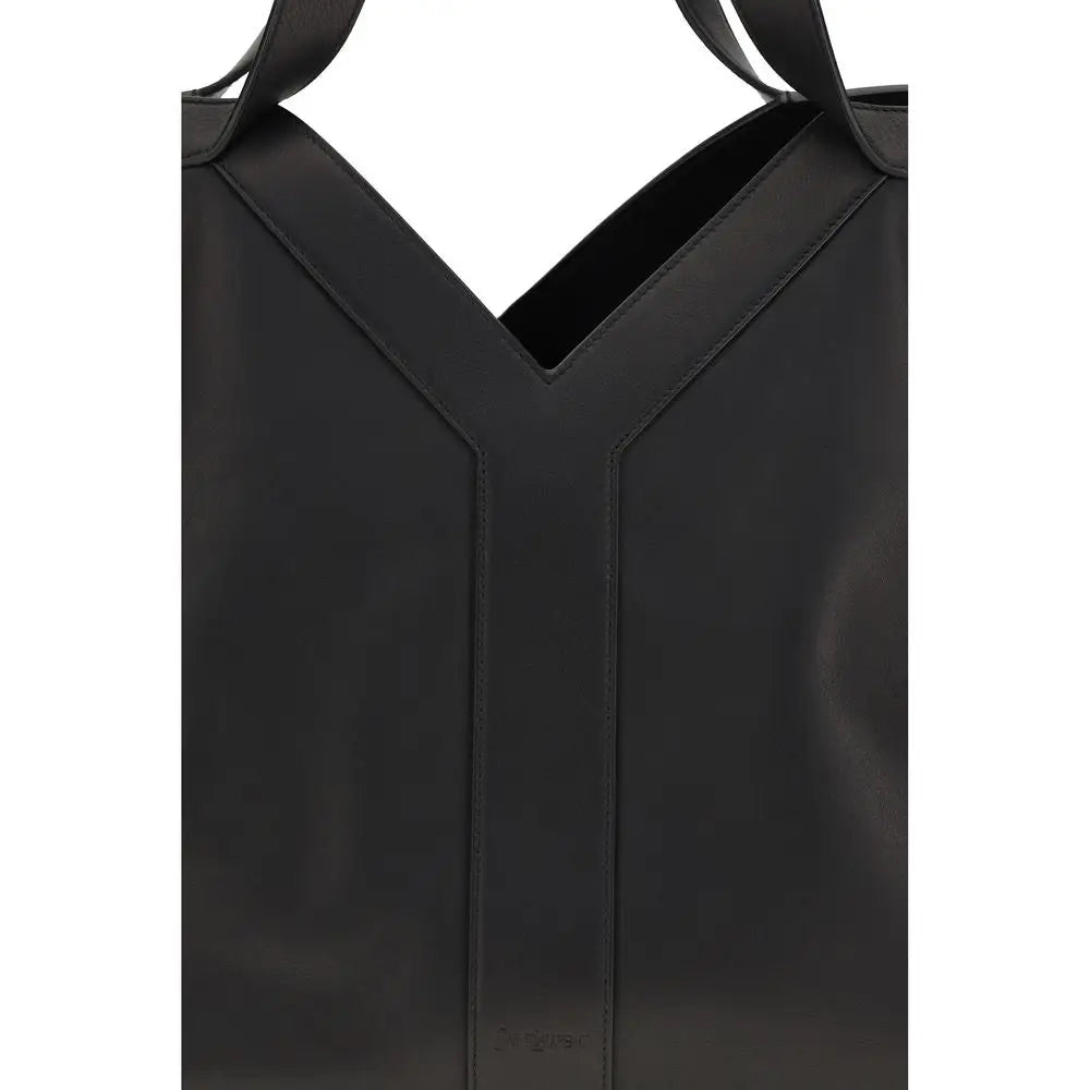 Saint Laurent Schwarze Bos Taurus Kalbsleder Schultertasche