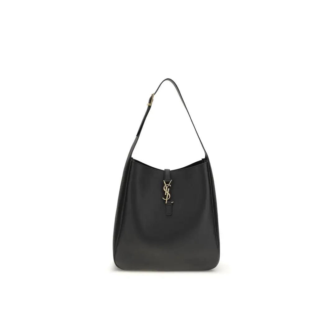 Saint Laurent Schwarze Bos Taurus Kalbsleder Schultertasche