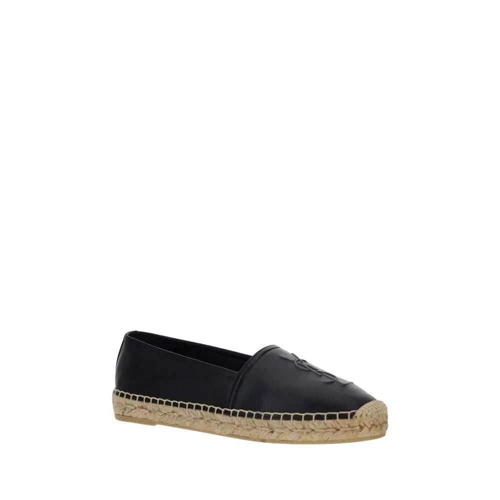 Saint Laurent Schwarze Espadrilles aus Lammleder Ovis Aries Aries