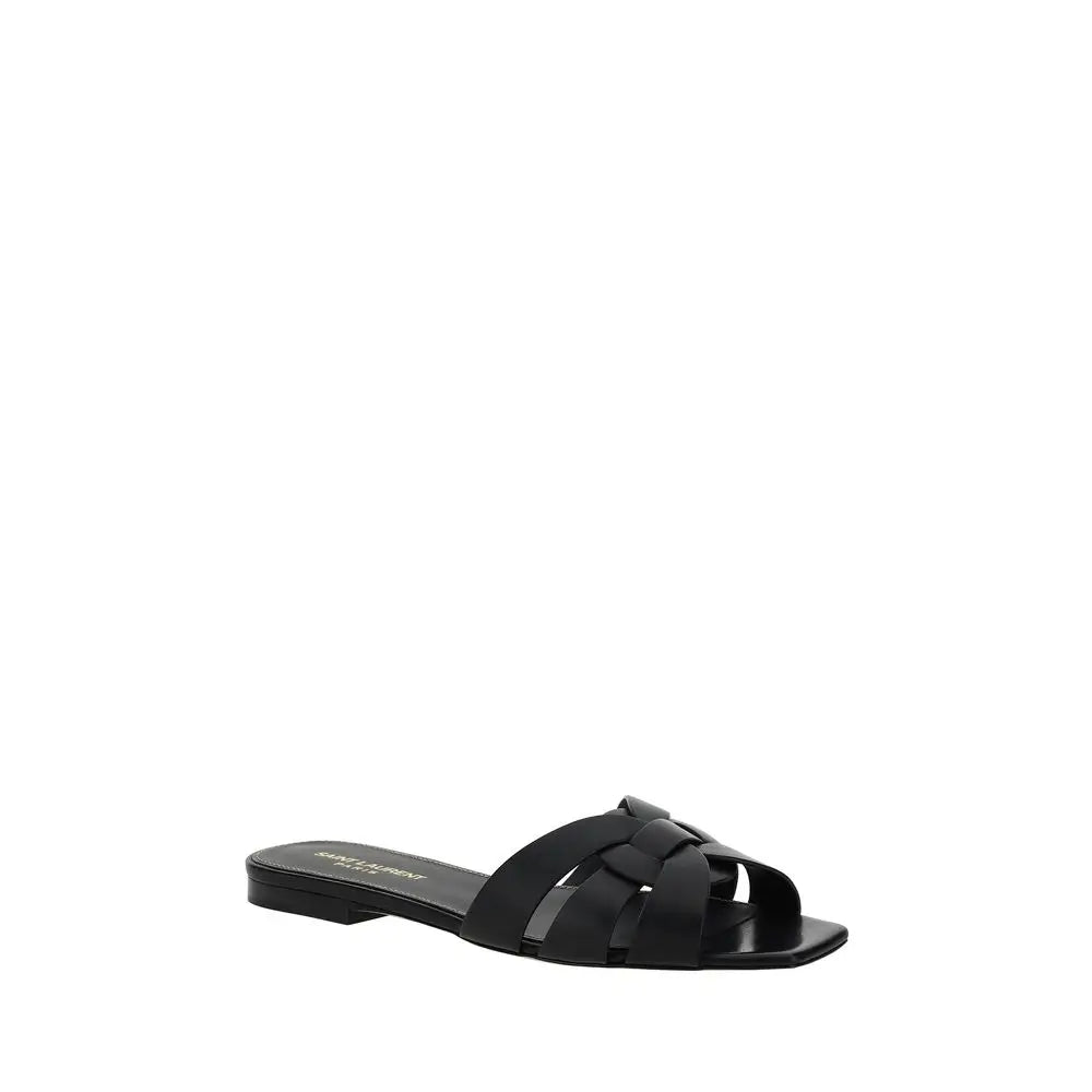 Saint Laurent Schwarze Kalbshaut Bos Taurus Sandalen