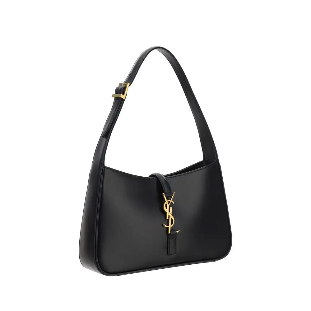 Saint Laurent Schwarze Kalbshaut Bos Taurus Schultertasche