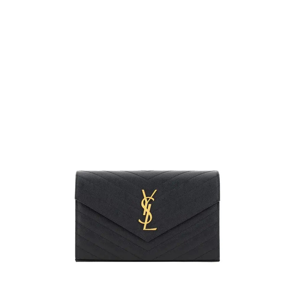 Saint Laurent Schwarze Kalbshaut Bos Taurus Schultertasche