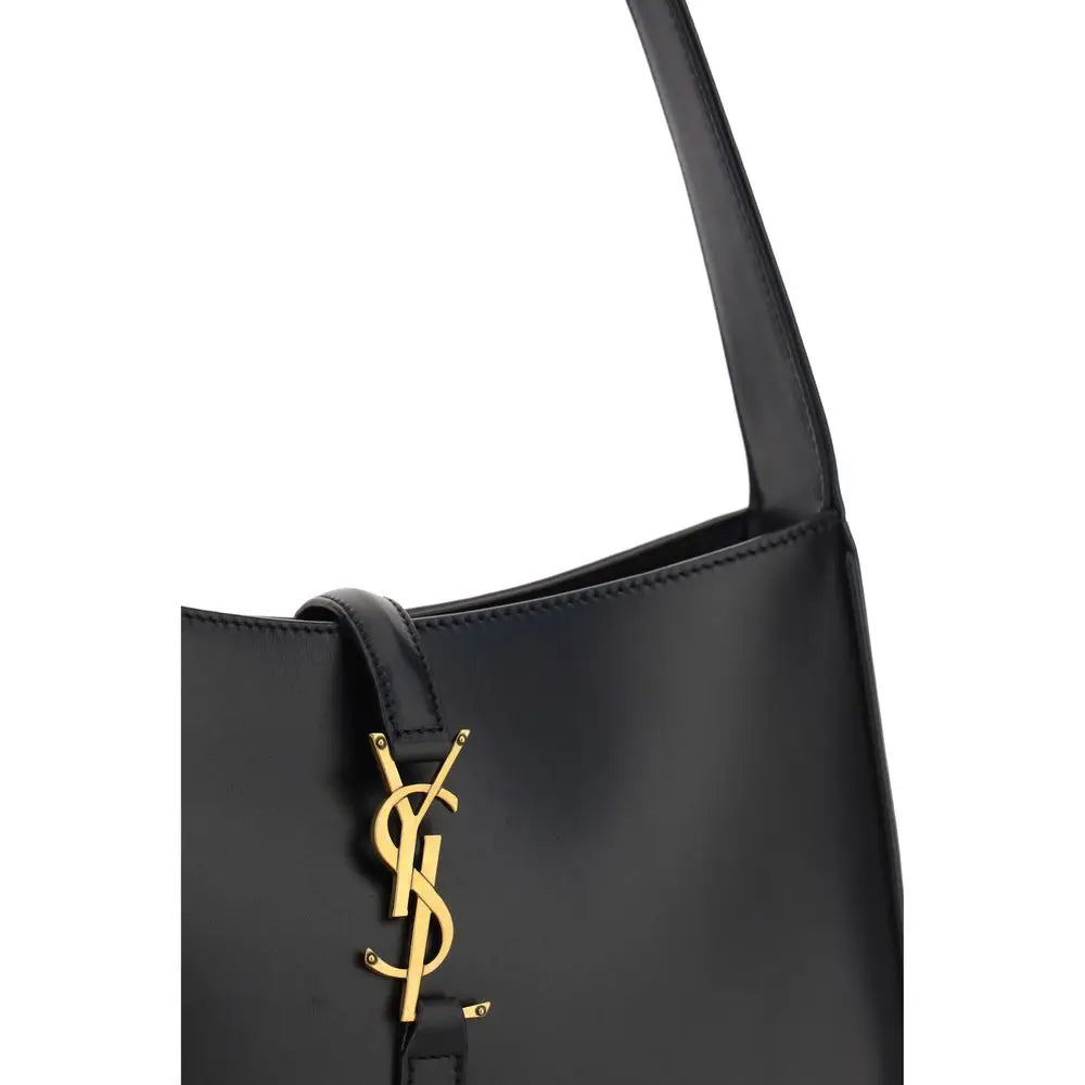 Saint Laurent Schwarze Kalbshaut Bos Taurus Schultertasche