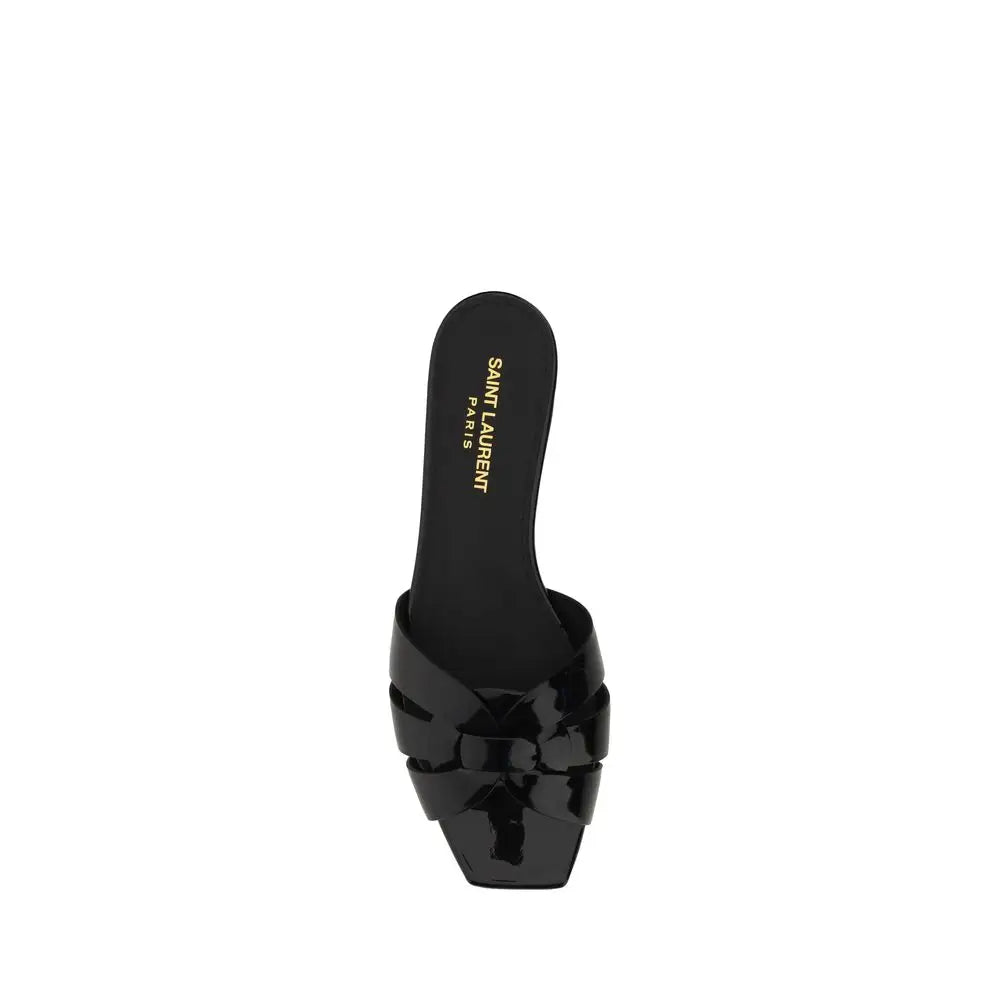 Saint Laurent Schwarze Kalbsleder Bos Taurus Sandalen - EU38.5/US8.5