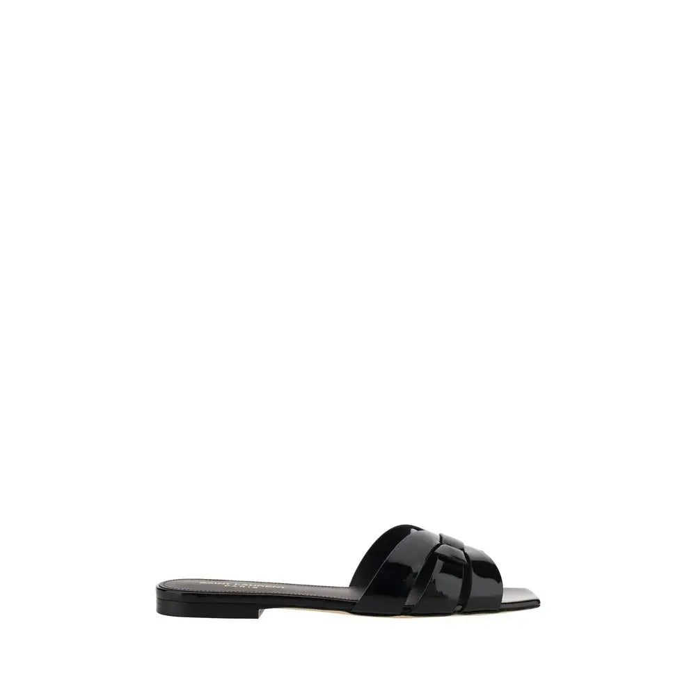 Saint Laurent Schwarze Kalbsleder Bos Taurus Sandalen - EU38.5/US8.5
