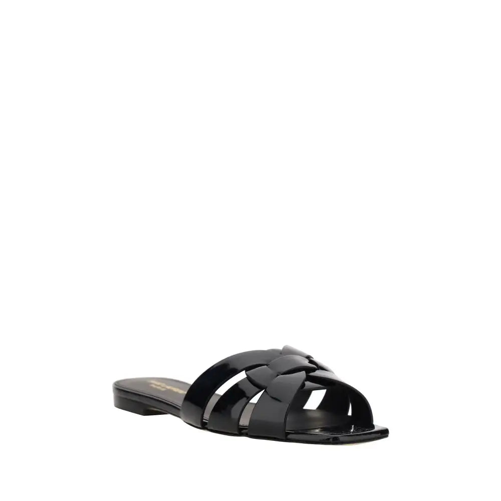 Saint Laurent Schwarze Kalbsleder Bos Taurus Sandalen - EU38.5/US8.5