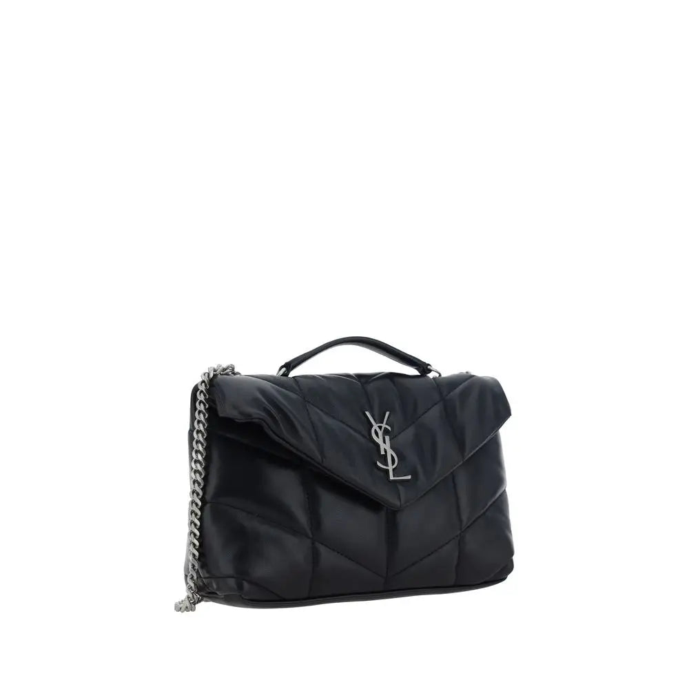 Saint Laurent Schwarze Lammleder Schultertasche Ovis Aries Aries