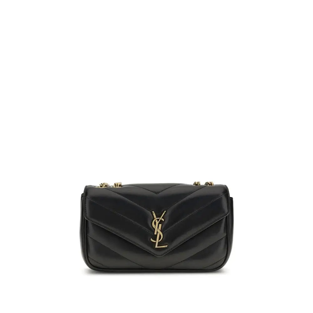 Saint Laurent Schwarze Lammleder Schultertasche Ovis Aries Aries