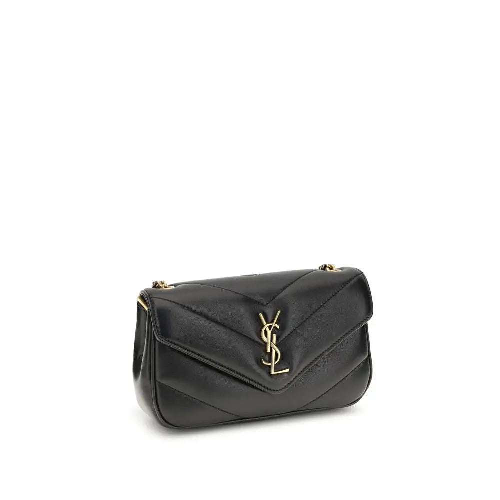 Saint Laurent Schwarze Lammleder Schultertasche Ovis Aries Aries