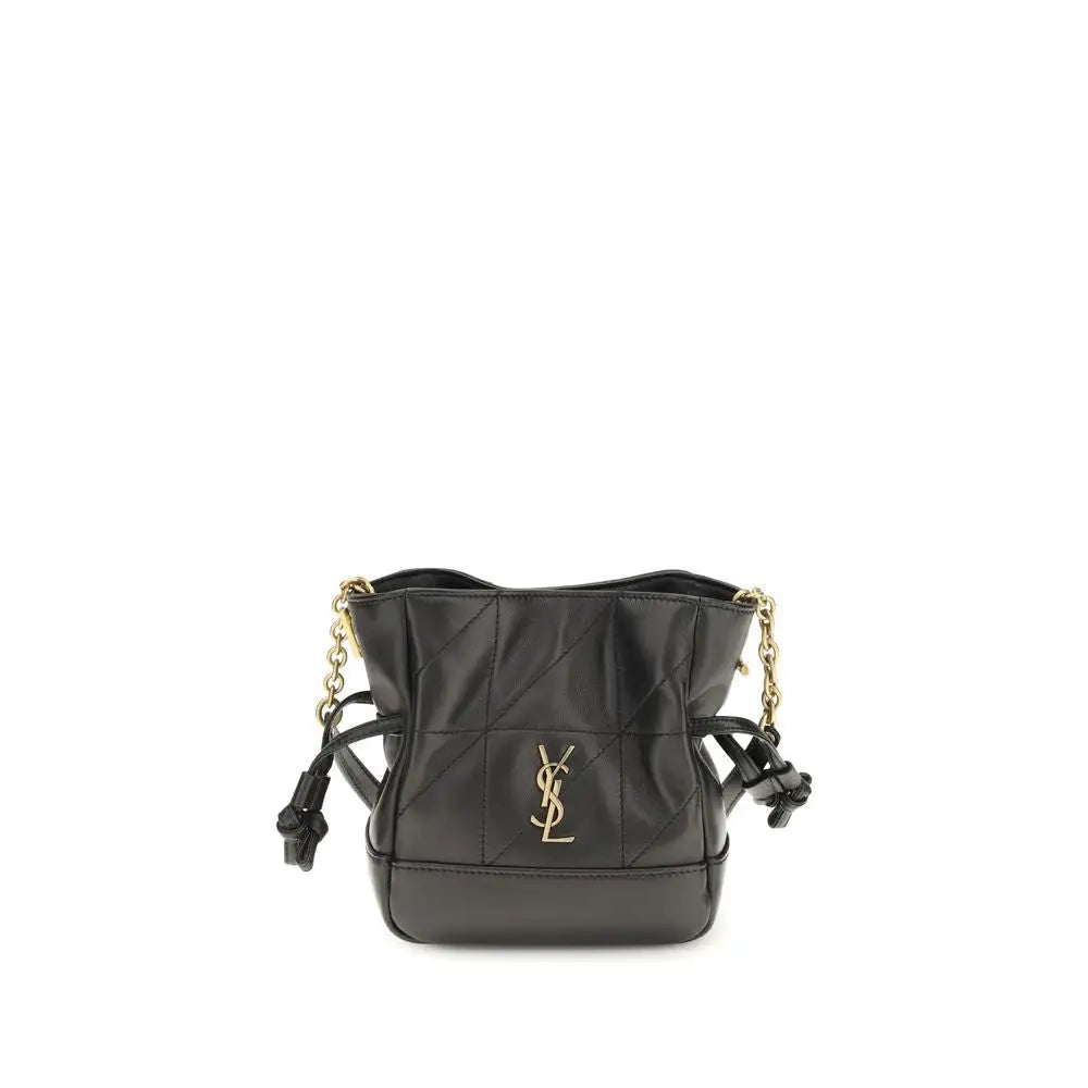 Saint Laurent Schwarze Lammleder Schultertasche Ovis Aries Aries