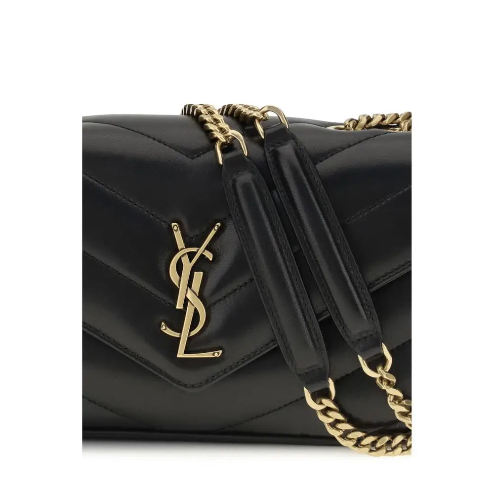 Saint Laurent Schwarze Lammleder Schultertasche Ovis Aries Aries