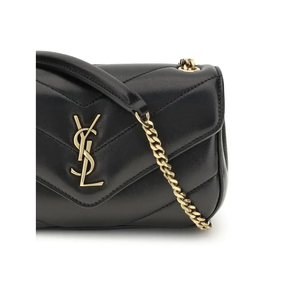 Saint Laurent Schwarze Lammleder Schultertasche Ovis Aries Aries