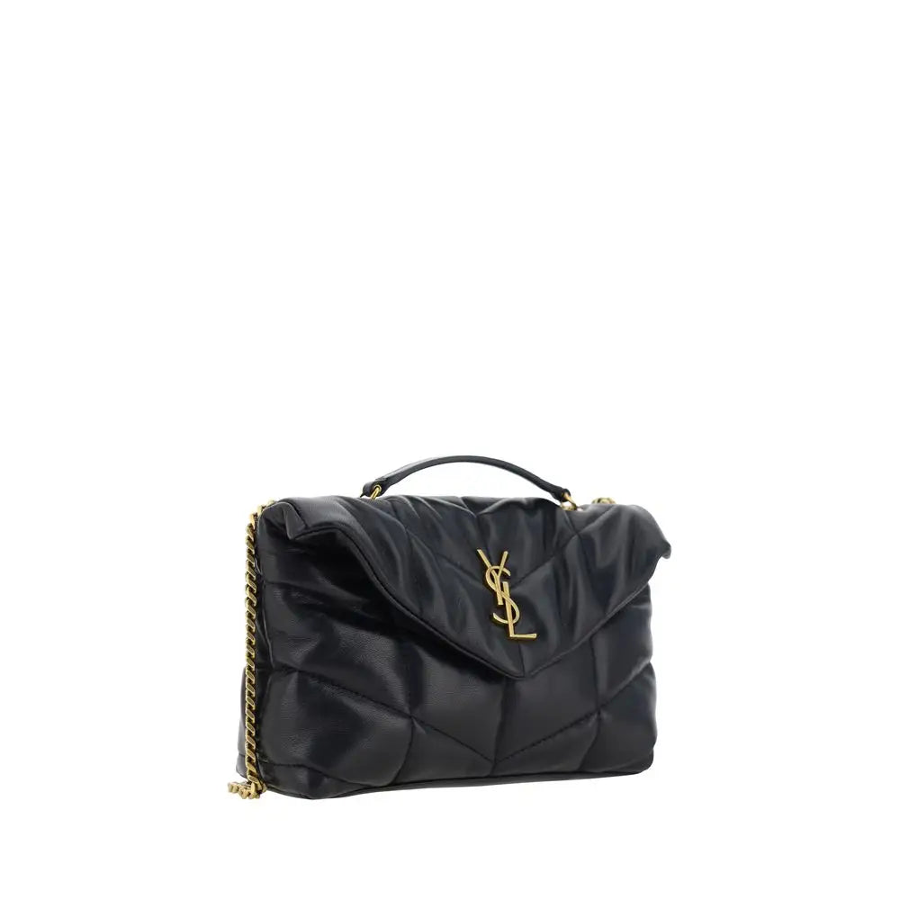 Saint Laurent Schwarze Lammleder Schultertasche Ovis Aries Aries