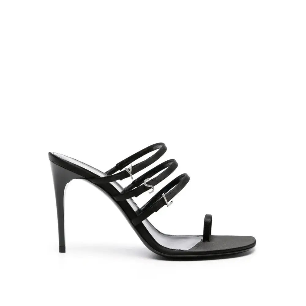 Saint Laurent Schwarze Stilettosandalen aus Seide - EU36.5/US6.5