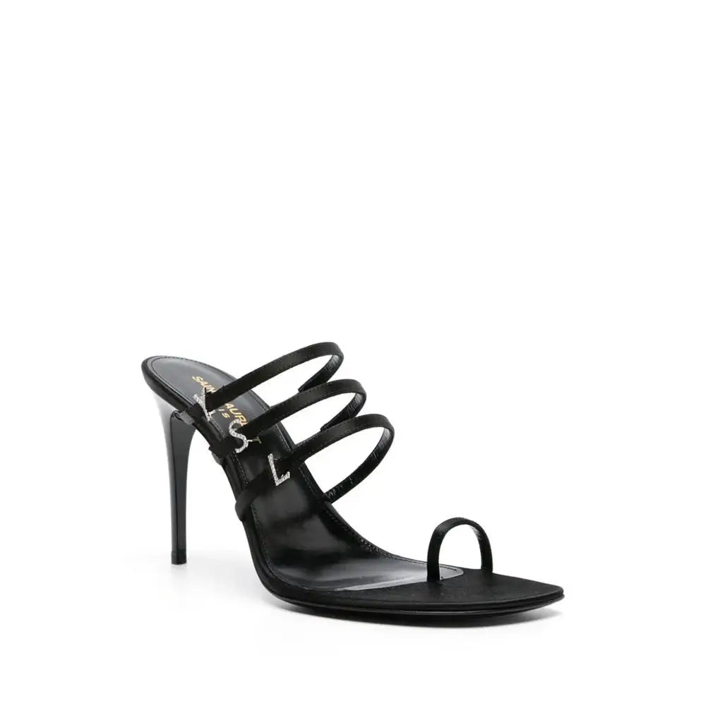 Saint Laurent Schwarze Stilettosandalen aus Seide - EU36.5/US6.5